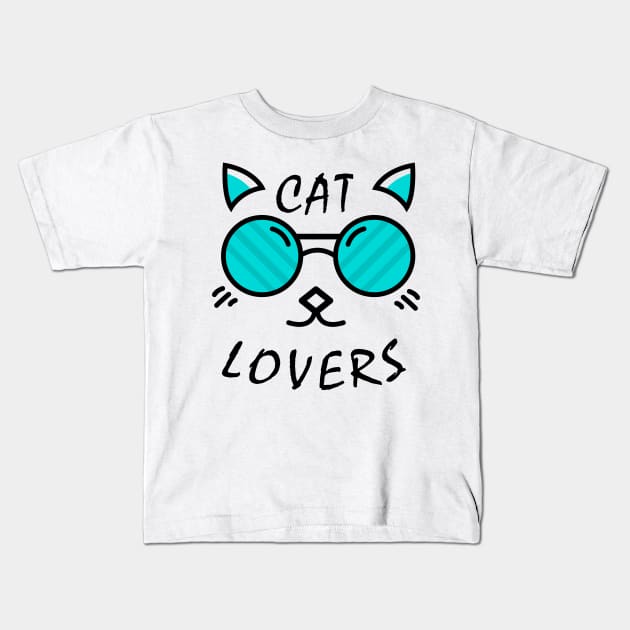 Funny Cat Wearing Glasses Kids T-Shirt by Muzaffar Graphics